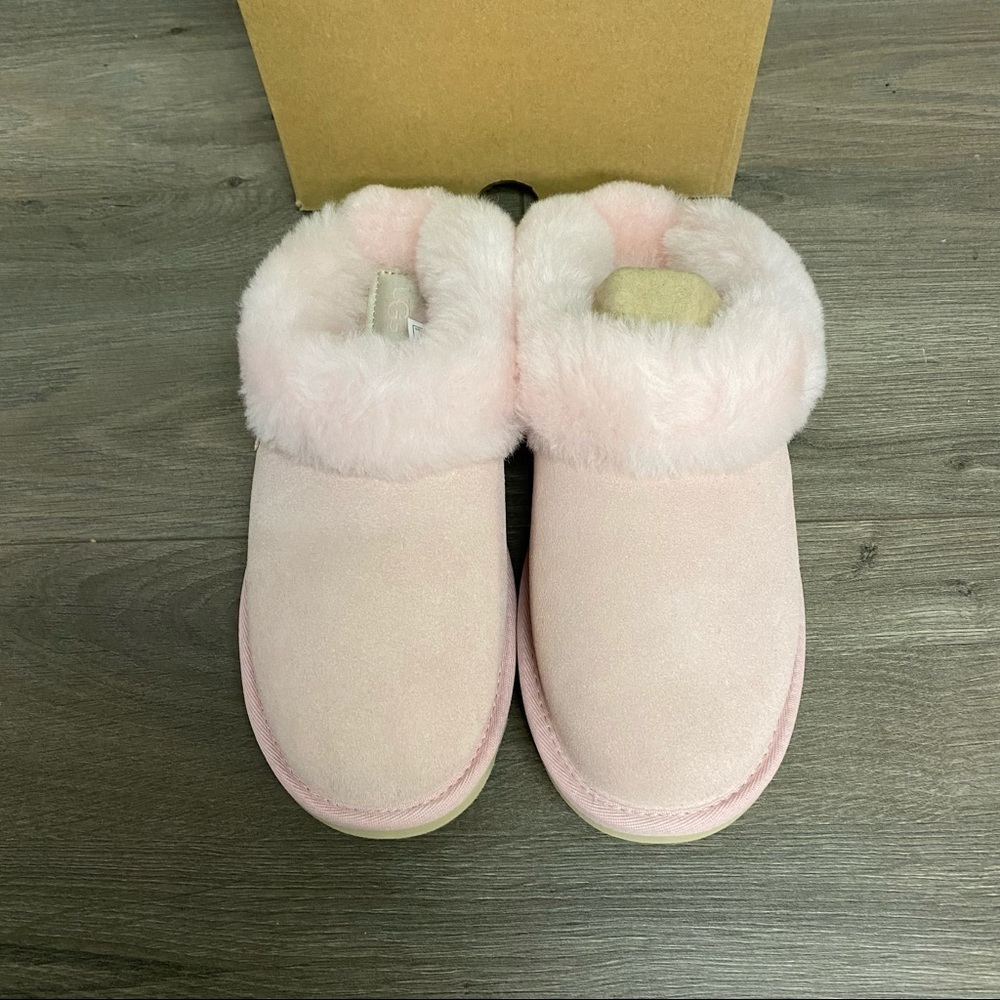 UGG | Cluggette Sheepskin Suede Slippers Pink Cloud LIMITED STOCK Valentines Day - Picture 10 of 11